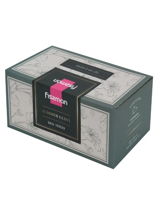 Fissman 2-Piece Mugs Summer 450ml 2-Piece Mugs Summer Glint 450ml (Fine Bone China)  | Best Price UAE